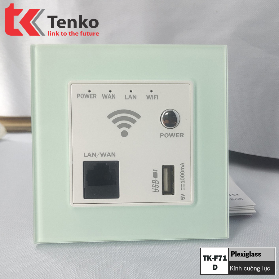 bô khuyếch đại wifi âm tường mặt kính cường lực chống xước màu xanh mint tenko tk-f71-d-69