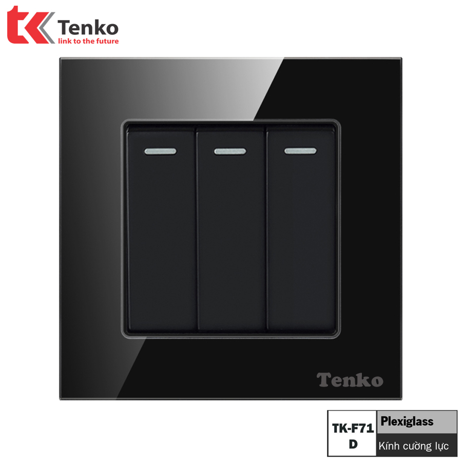 công tắc vuông đảo chiều kính cường lực cao cấp tenko tk-f71-d-03 màu đen