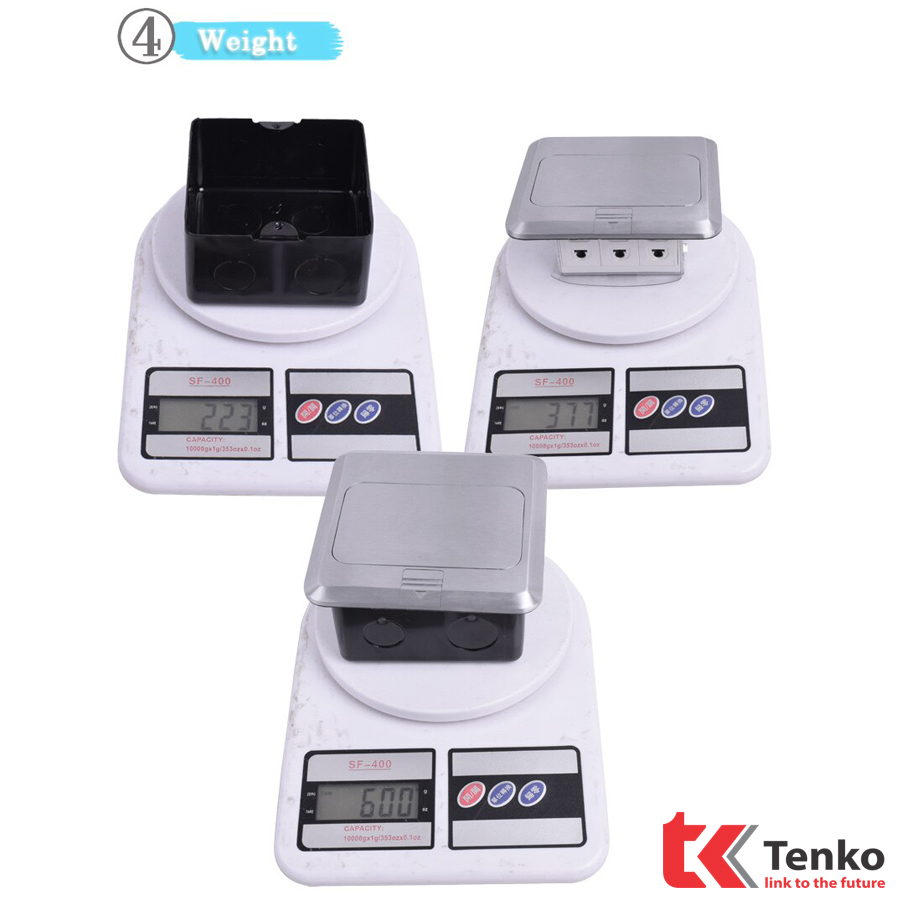 cân nặng ổ cắm điện âm sàn chuẩn thông dụng bằng nhôm chính hãng tenko tk-j02-12 màu bạc