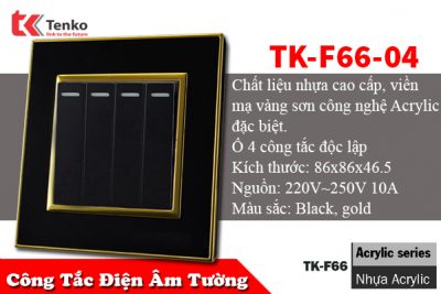Công tắc âm tường 4 nút Tenko TK-F66-04 – Đế Vuông