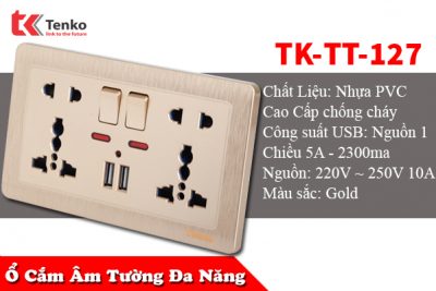 Ổ Cắm Điện Đa Năng Có USB Âm Tường TENKO TK-TT-127
