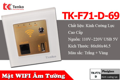 WIFI Âm Tường Mặt Kính Cường Lực Tích Hợp Cổng USB 300mbps TK-F71-D-69 Trắng