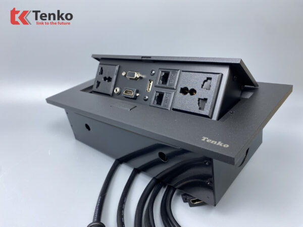 Hộp Ổ Điện Âm Bàn TENKO Tích Hợp Các Cổng HDMI/VGA/RJ45 TK-AS02DN Màu Đen