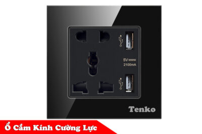 Ổ Cắm USB Âm Tường Mặt Kính Cường Lực Tenko TK-F71-D-44 Mode Black