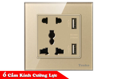 Ổ Cắm điện USB Âm Tường Mặt Kính Cường Lực Tenko TK-F71-D-44 Mode Gold