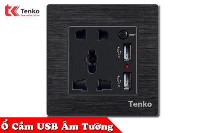 Ổ Cắm USB Âm Tường Có Công Tắc Nguồn Chính Hãng Tenko TK-F71-B-45 Màu Đen