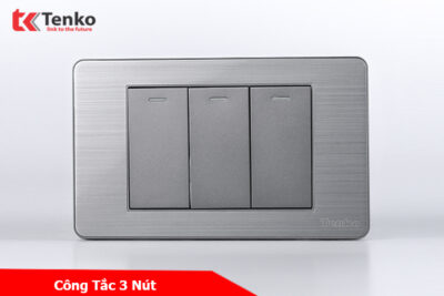 Công Tắc 3 Nút Màu Xám Mặt Hợp Kim 1 Chiều Và 2 Chiều Chính hãng Tenko TK-C7-03