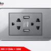 Ổ cắm đôi 3 chấu +USB TK-C9-045