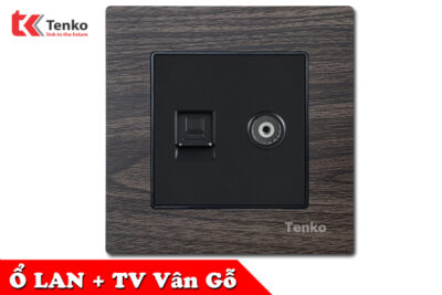 Ổ Cắm Truyền Hình Cáp TV + LAN(Mạng) Âm Tường Vân Gỗ TENKO TK-F71A-57