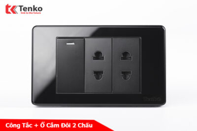 Mặt Đôi 2 Chấu Kèm Công Tắc Âm Tường Thương Hiệu Nhật TENKO TK-C9-025