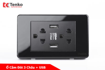 Ổ cắm Điện Có Cổng USB Sạc Âm Tường Cao Cấp TENKO TK-C9-045 ĐEN