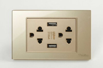 Ổ Cắm Điện USB Mặt Kính Cường Lực TENKO TK-C18-045USB Vàng