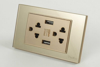 Ổ Cắm Điện USB Mặt Kính Cường Lực TENKO TK-C18-045USB Vàng