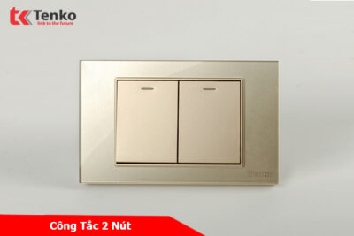 Công Tắc 2 Nút Mặt Kính Cường Lực Vàng TENKO TK-C18-02