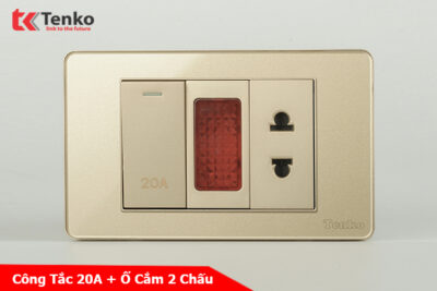 Công Tắc Đèn Báo 20A Âm Tường Cao Cấp TENKO TK-C9-080 Vàng