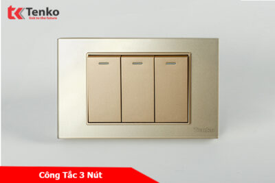 Công Tắc 3 Nút Mặt Kính Cường Lực Vàng TENKO TK-C18-03