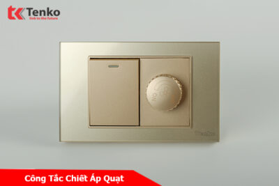 Chiết Áp Quạt Mặt Kính Cường Lực Vàng TENKO TK-C18-086