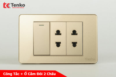 Công Tắc Đèn Ổ Cắm Âm Tường 1 Chiều và 2 Chiều Cao Cấp TENKO TK-C9-025 Vàng