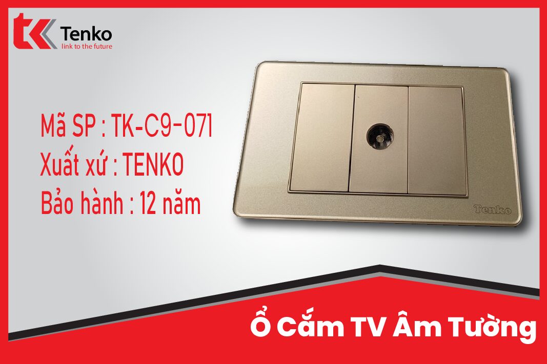 Ổ Cắm TV Âm Tường Cao Cấp TENKO TK-C9-071 Vàng