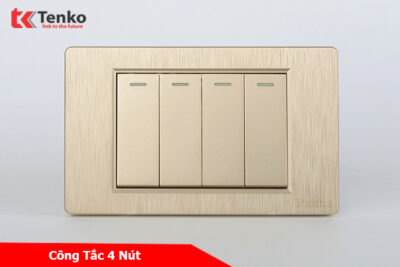 Công Tắc Đèn Âm Tường 1 Chiều và 2 Chiều Cao Cấp TENKO TK-C5-04 Vàng Xước