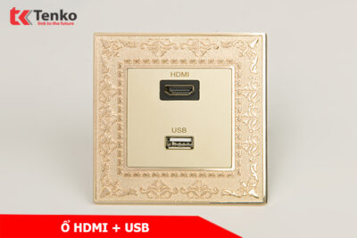 Ổ Cắm HDMI + USB Mặt Vuông Tân Cổ Điển Tenko TK-F88-76