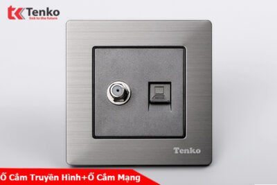 Ổ cắm truyền hình + Ổ cắm mạng Mặt Nhôm Phay Tenko TK-F71B-51 Xám Bóng