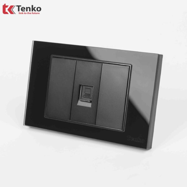 Ổ Cắm Mạng Âm tường Mặt Kính Cường Lực TENKO TK-C18-073 Đen