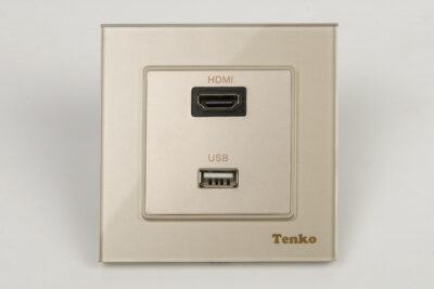 Ổ cắm HDMI + USB Mặt Kính Cường Lực Tenko TK-F71-D-76 Vàng