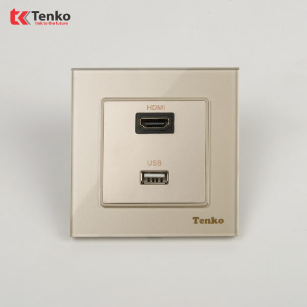 Ổ cắm HDMI + USB Mặt Kính Cường Lực Tenko TK-F71-D-76 Vàng