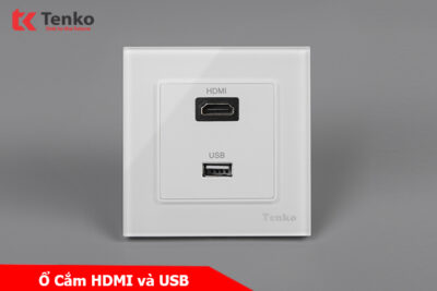 Ổ Cắm HDMI + USB Mặt Kính Cường Lực Tenko TK-F71D-76 Trắng