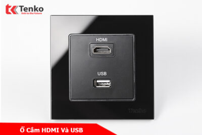 Ổ cắm HDMI + USB Mặt Kính Cường Lực Tenko TK-F71D-76 Đen