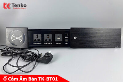 Hộp ổ điện âm bàn Tenko TK-BT01 nắp trượt màu đen cao cấp