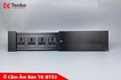 Hộp ổ điện âm bàn Tenko TK-BT02 nắp trượt màu đen cao cấp