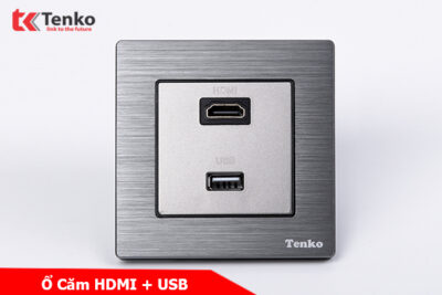 Ổ cắm HDMI + USB Mặt Nhôm Phay Tenko TK-F71B-76 Xám Xước