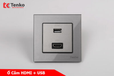 Ổ cắm HDMI + USB Mặt Kính Cường Lực Tenko TK-F71-D-76 Xám