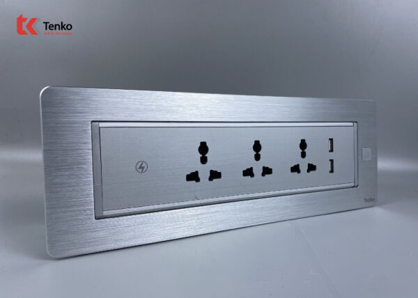 Hộp Ổ Cắm Điện Âm Bàn Tenko Xoay 180 Độ – Tích Hợp Sạc Không Dây Và Cổng USB Sạc TK-HX6