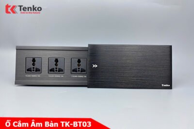 Hộp ổ điện âm bàn Tenko TK-BT03 nắp trượt màu đen cao cấp