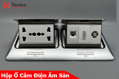 Ổ Cắm Điện Đôi 3 Chấu Âm Sàn Tích Hợp Mạng LAN (RJ45), HDMI, TV Chính Hãng Tenko TK-J04-01