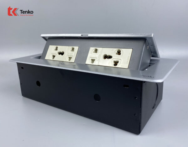 Hộp Ổ Cắm Điện Âm Bàn Họp Desktop Socket Chính hãng TENKO TK-AS06DN Màu Bạc