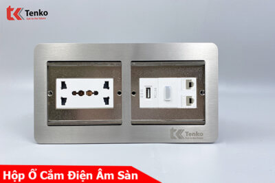 Ổ Cắm Điện Đôi 3 Chấu Âm Sàn Tích Hợp 2 Ổ LAN, USB và HDMI Chính Hãng Tenko TK-DS-211S02
