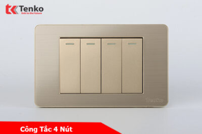 Công Tắc 4 Nút Màu Vàng Mặt Hợp Kim 1 Chiều Và 2 Chiều Chính hãng Tenko TK-C7G-04