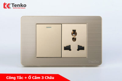 Công Tắc Ổ Cắm Điện Âm tường Mặt Kim Loại Nhôm Màu Vàng TENKO TK-C7G-041