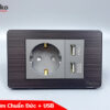 Ổ cắm chìm chuẩn Đức có 2 USB sạc mặt hợp kim chính hãng