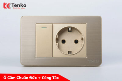 Công Tắc + Ổ Cắm Chìm Chuẩn Đức Mặt Màu Vàng Thương Hiệu Nhật Tenko TK-C7G-063