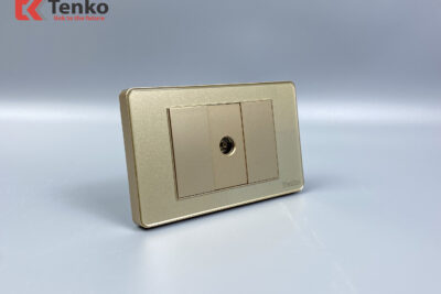 Ổ Cắm Tivi Cáp Đồng Trục – Truyền Hình Cáp Âm Tường Mặt Nhựa Epoxy TENKO TK-C9-071 Vàng