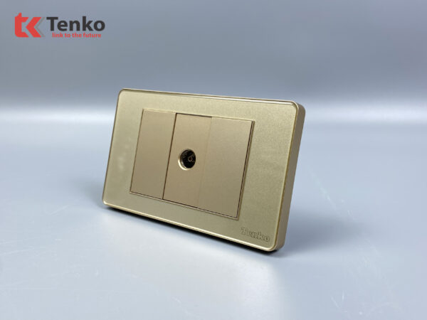 Ổ Cắm Tivi Cáp Đồng Trục – Truyền Hình Cáp Âm Tường Mặt Nhựa Epoxy TENKO TK-C9-071 Vàng