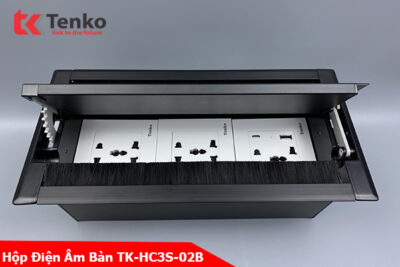 Hộp Điện Âm Bàn Mở 2 Chiều Ổ Cắm Điện Đa Năng Kèm Cổng USB Và Type C Tenko TK-HC3S-02 Đen