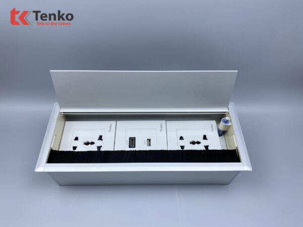 Hộp Điện Âm Bàn Họp 2 Ổ Đa Năng, 1 USB Và 1 HDMI, Box Nhôm Nguyên Khối Tenko TK-AB3S-04