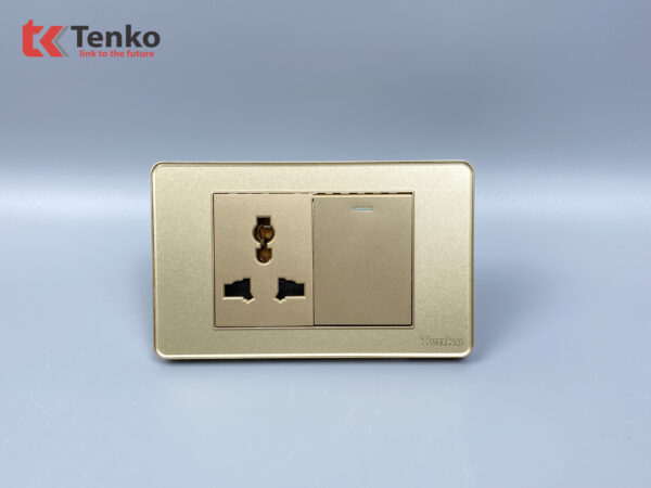 Công Tắc Ổ Cắm Điện Âm tường Mặt Nhựa Epoxy TENKO TK-C9-039 Vàng