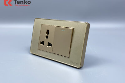 Công Tắc Ổ Cắm Điện Âm tường Mặt Nhựa Epoxy TENKO TK-C9-039 Vàng